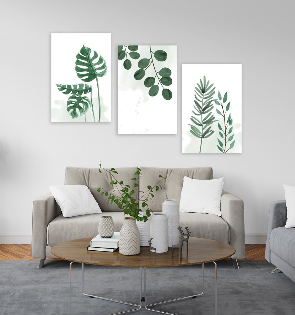 Foto 5 pulgar | Set Cuadros Decorativos Canvas Plantas Acuarela, Minimalista