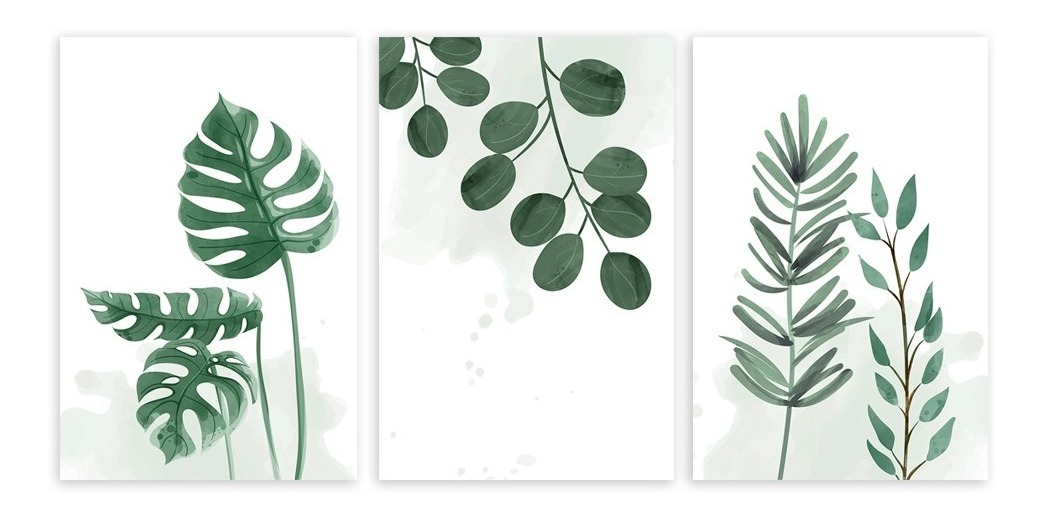 Foto 6 pulgar | Set Cuadros Decorativos Canvas Plantas Acuarela, Minimalista