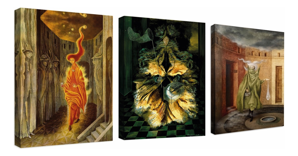 Set 3 Cuadros Remedios Varo Arte Místico En Canvas Grueso
