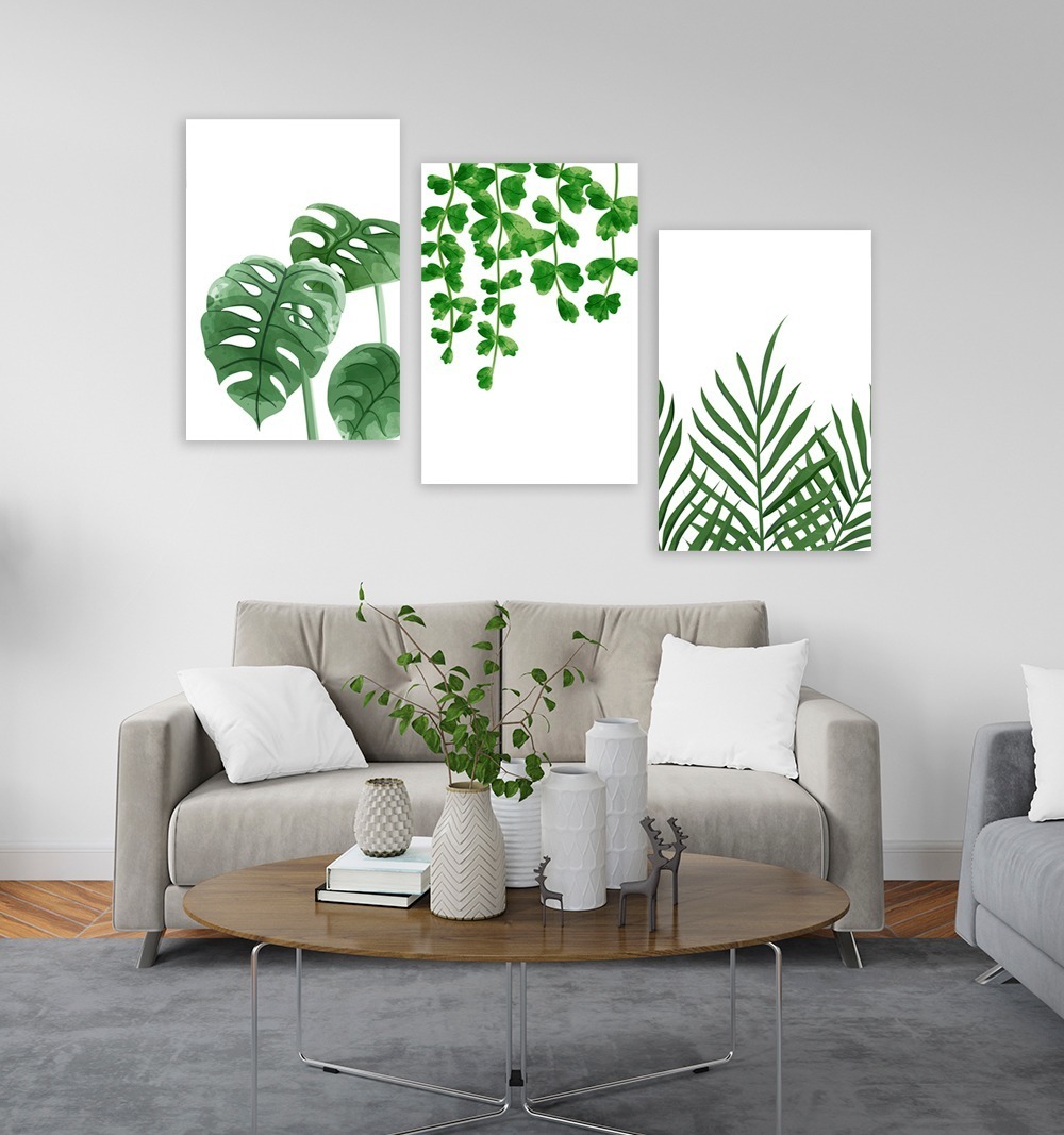 Foto 5 pulgar | Set Cuadros Decorativos Canvas Plantas Acuarela, Minimalista
