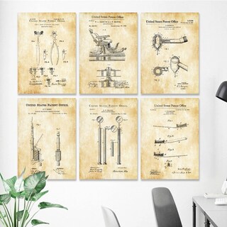 Foto 2 | Cuadros Dentista Odontología Instrumentos Vintage 3 Colores Color Papel Antiguo Armazón Bastidor