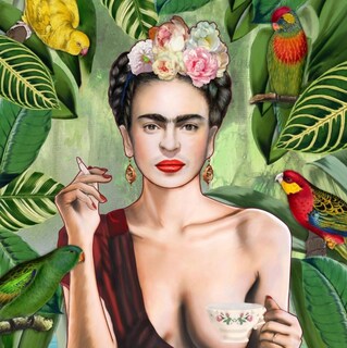 Foto 1 | Frida Kahlo Pinturas Modernas En Tela Lienzo Canvas 40x50cm Color Frida Con Taza