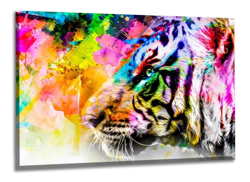 Cuadros Decorativos Abstracto Moderno Animales Colores 4k Color Tigre 2