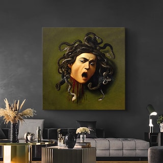 Foto 1 | Cuadro Canvas Caravaggio Medusa 90x90 Hd Lienzo Con Bastidor Armazón Bastidor De Madera