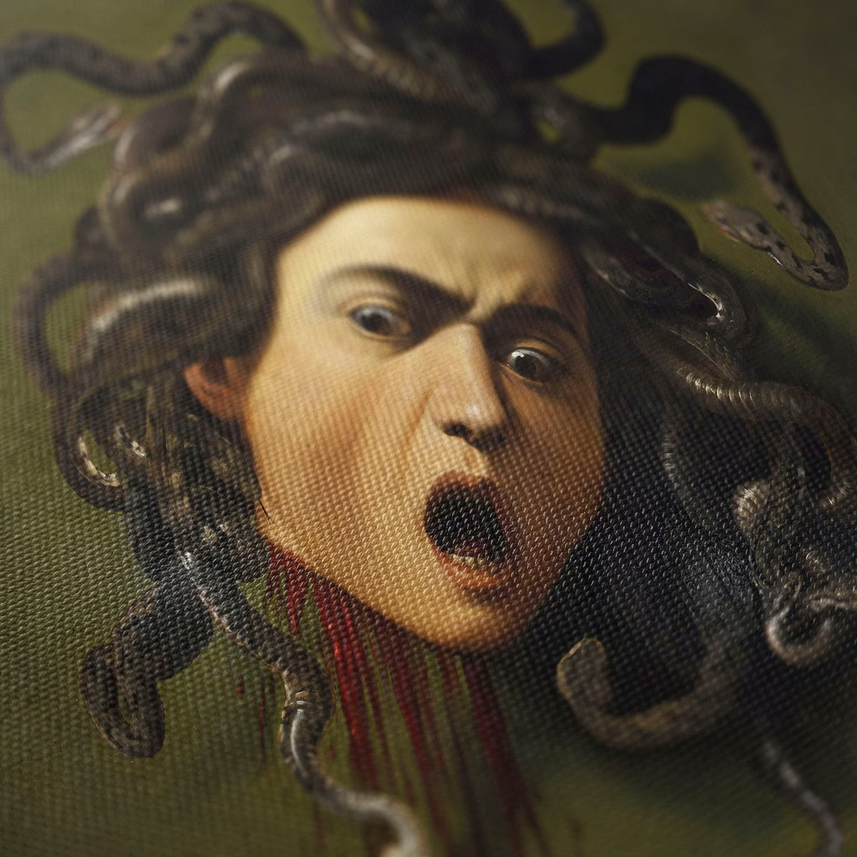 Foto 3 pulgar | Cuadro Canvas Caravaggio Medusa 90x90 Hd Lienzo Con Bastidor Armazón Bastidor De Madera