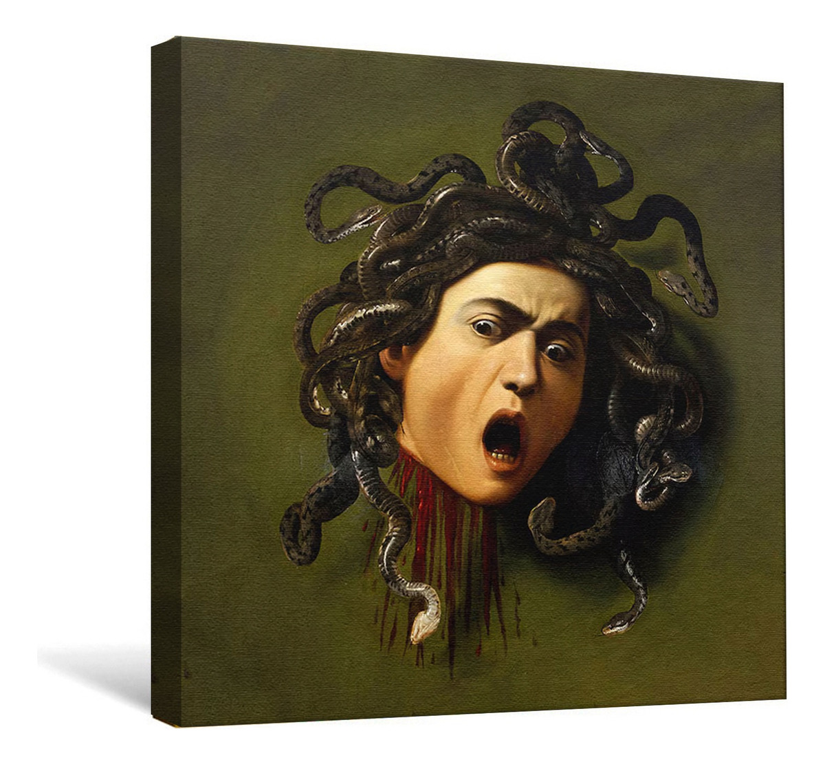 Foto 4 pulgar | Cuadro Canvas Caravaggio Medusa 90x90 Hd Lienzo Con Bastidor Armazón Bastidor De Madera
