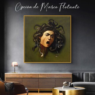 Foto 4 | Cuadro Canvas Caravaggio Medusa 90x90 Hd Lienzo Con Bastidor Armazón Bastidor De Madera