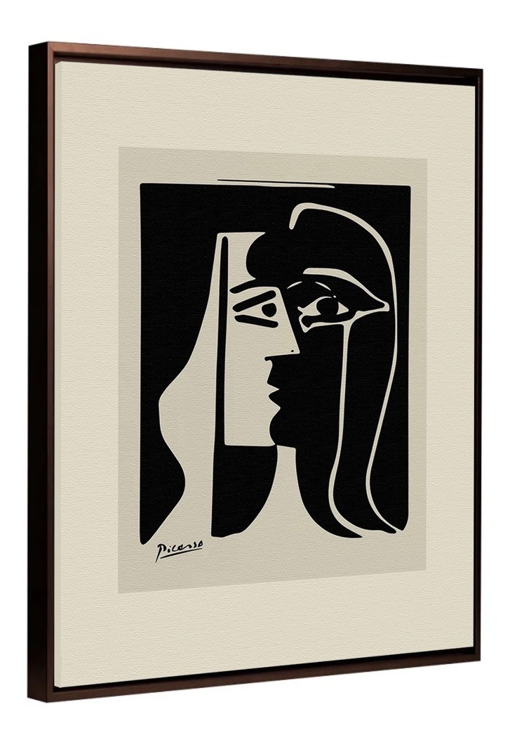Foto 4 pulgar | Cuadros Picasso Abstractos Minimalista Modernos Canvas Museo Color El Beso Armazón Bastidor De Madera