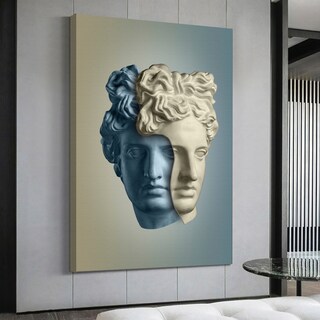 Foto 1 | Cuadro David Miguel Angel Pop Art Doble Cabeza Canvas 90x60 Color Esculturas Armazón Bastidor De Madera