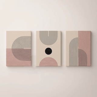 Foto 1 | Set 3 Cuadros Canvas Decorativos Abstracto Moderno Bauhaus