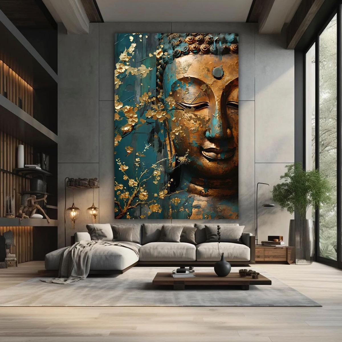 Foto 3 pulgar | Cuadro Buda Dorado Espiritual Elegante Canvas Premium 75x100 Color Buda Gold Blue Armazón Bastidor De Madera