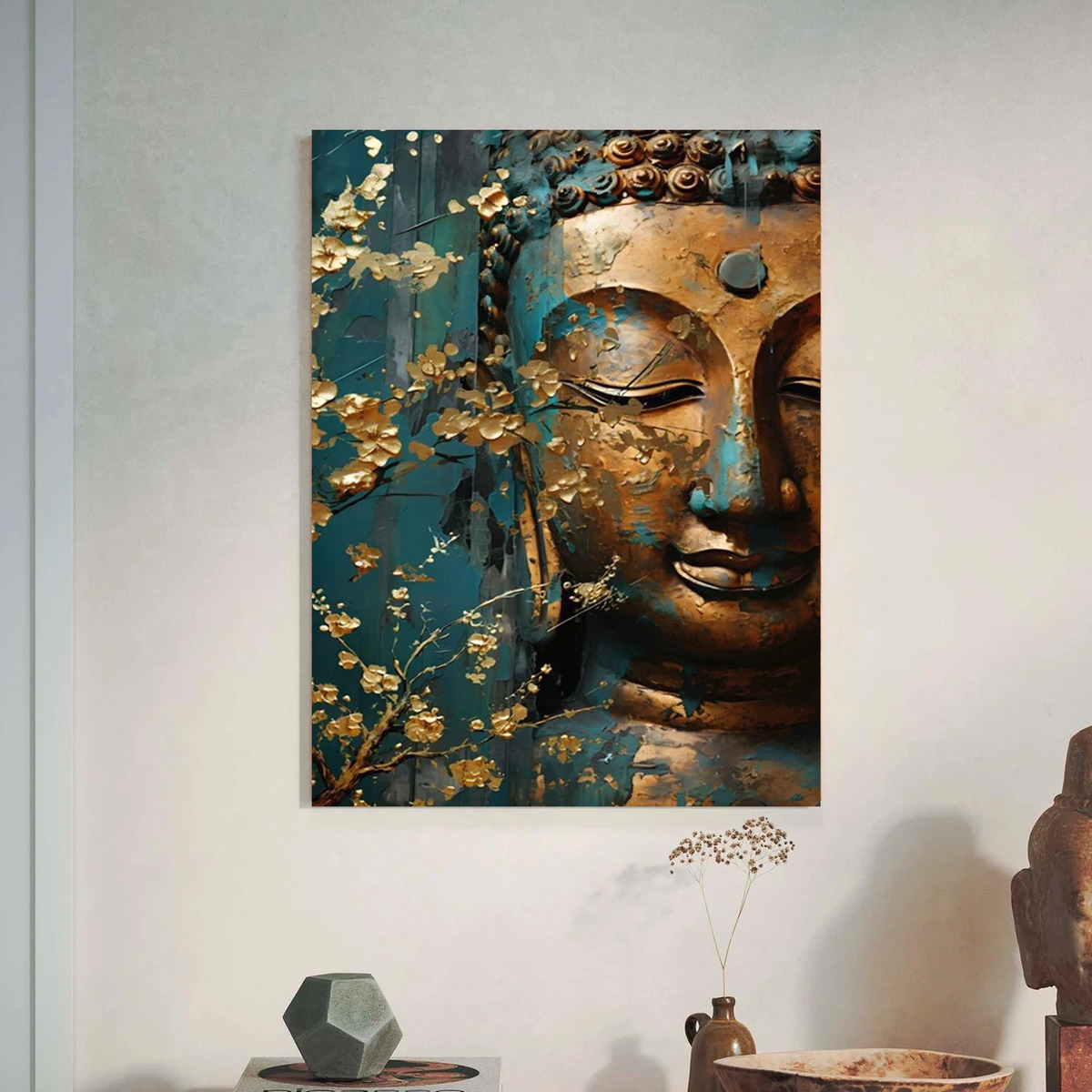 Foto 5 pulgar | Cuadro Buda Dorado Espiritual Elegante Canvas Premium 75x100 Color Buda Gold Blue Armazón Bastidor De Madera