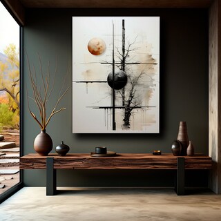 Foto 3 | Cuadro Canvas Abstracto Geométrico Original Arte Moderno Hd