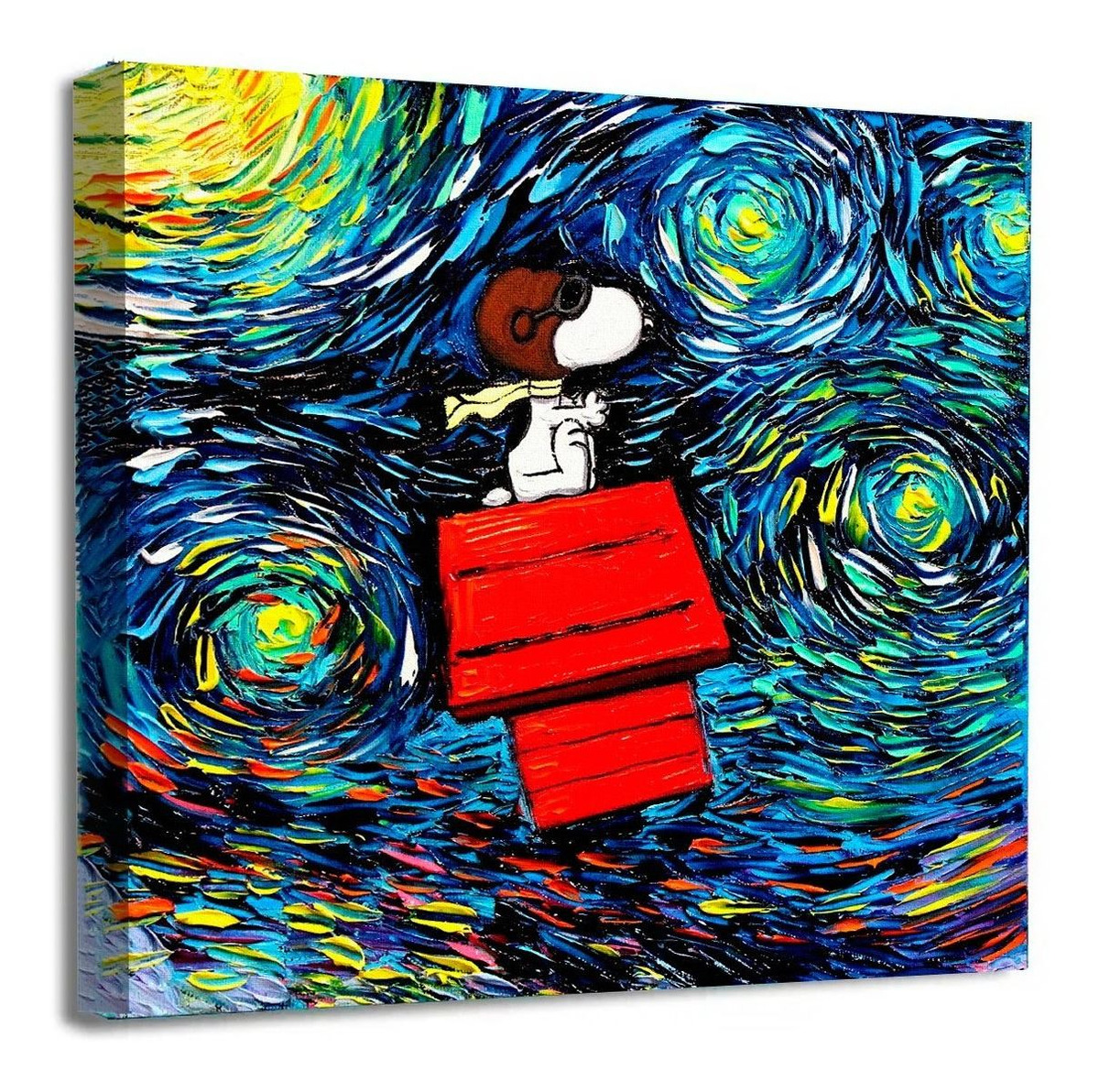 Cuadro Canvas Algodón Snoopy Charlie Brown Noche Estrellada
