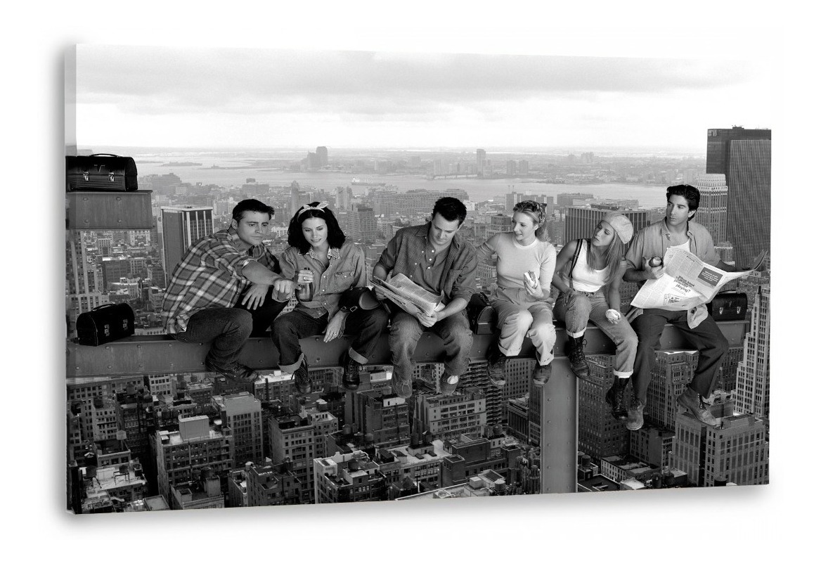 Cuadro Canvas Friends Lunch On A Top Skyscraper Color O B&n Color Blanco Y Negro Armazón Bastidor De Madera