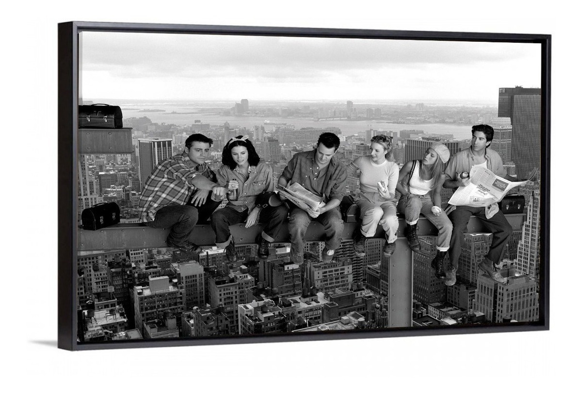 Foto 4 pulgar | Cuadro Canvas Friends Lunch On A Top Skyscraper Color O B&n Color Blanco Y Negro Armazón Bastidor De Madera