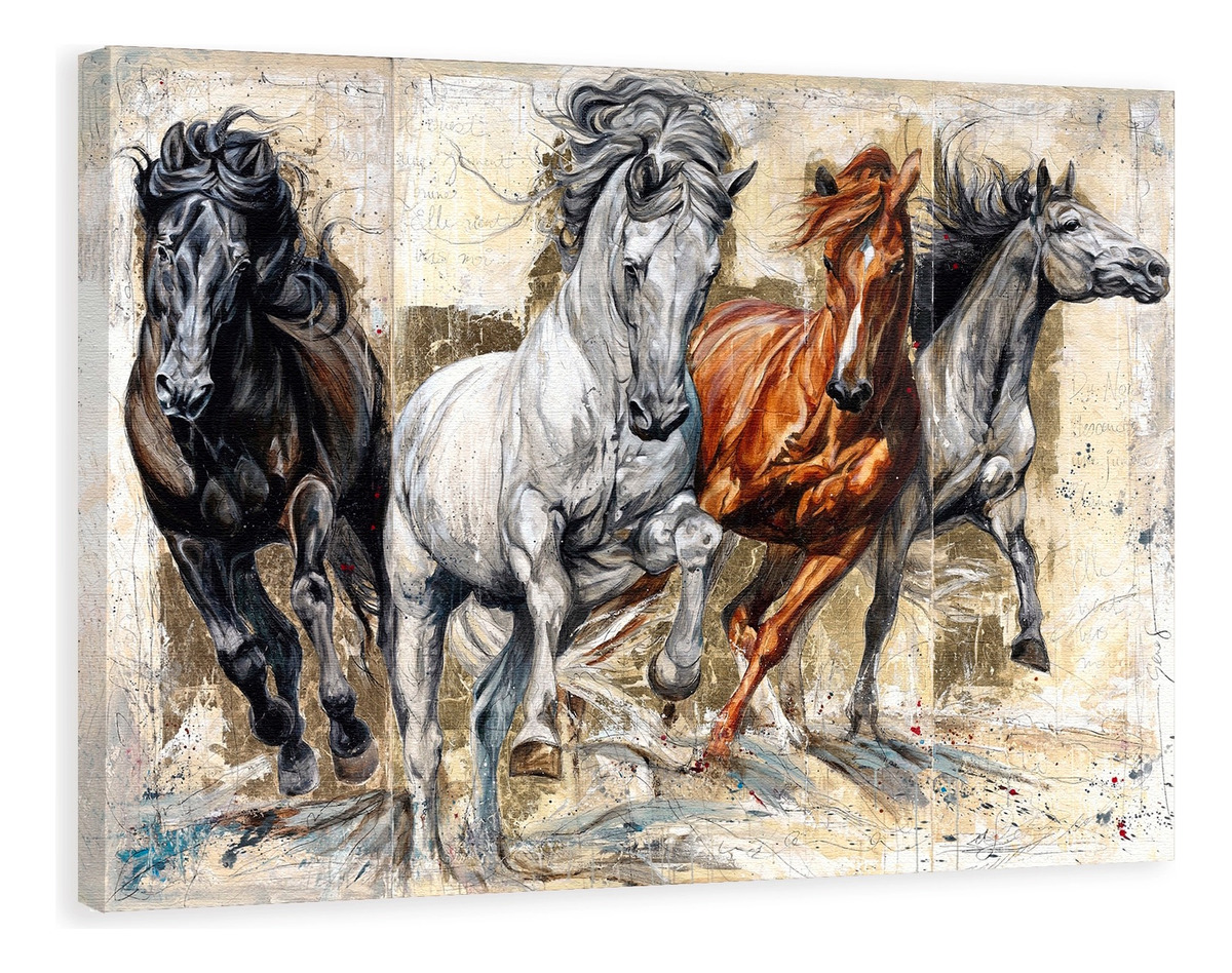 Foto 3 pulgar | Cuadros De Caballos Elegantes En Canvas Grueso Galería