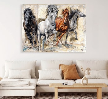 Foto 3 | Cuadros De Caballos Elegantes En Canvas Grueso Galería