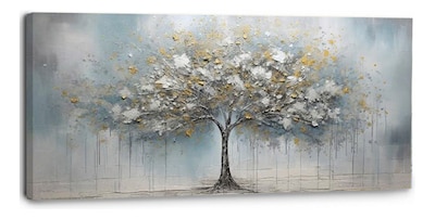 Foto 4 | Cuadro Arbol Abstracto Blanco Elegante Lujo Canvas Grueso