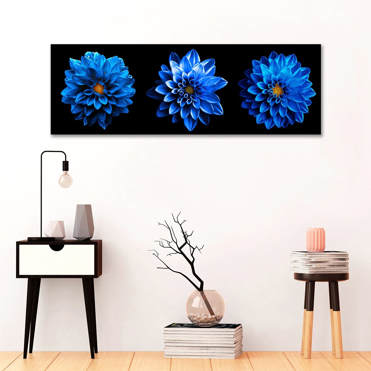Foto 4 pulgar | Cuadro Decorativo Flores Opción De Colores Modernas Canvas Color Opalo Azul