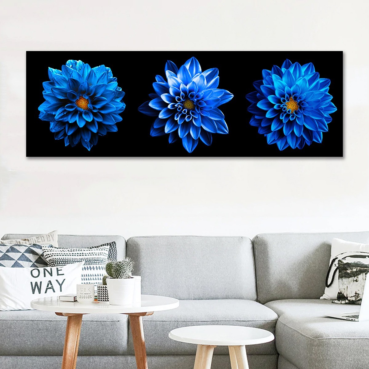 Foto 5 pulgar | Cuadro Decorativo Flores Opción De Colores Modernas Canvas Color Opalo Azul