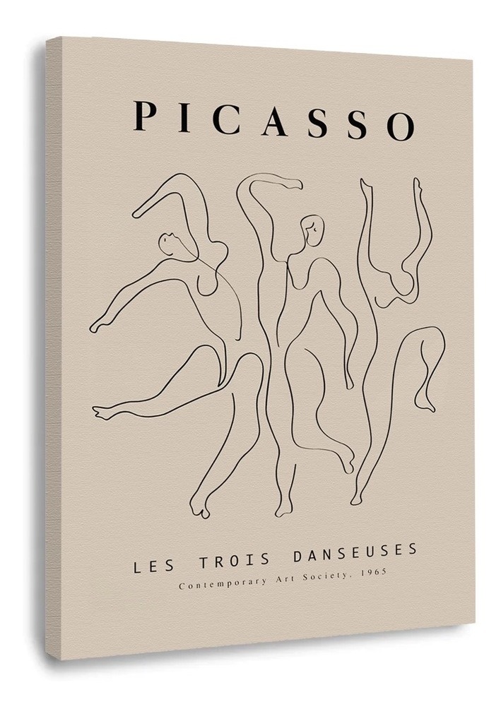 Cuadros Picasso Abstractos Minimalista Modernos Canvas Museo Color Dance Line Drawing Armazón Bastidor De Madera