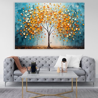 Foto 1 | Cuadro Arbol Flores Canvas Artistico Hd Sala Elegante 110x70 Color Alegría Armazón Bastidor De Madera