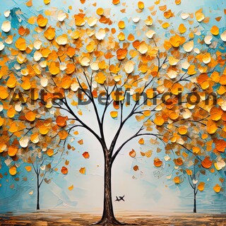 Foto 4 | Cuadro Arbol Flores Canvas Artistico Hd Sala Elegante 110x70 Color Alegría Armazón Bastidor De Madera