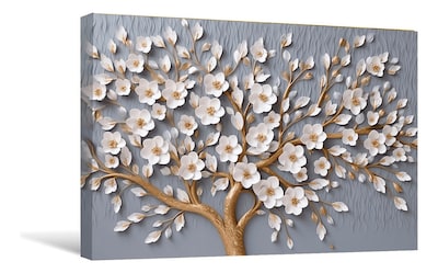 Foto 2 | Cuadro Arbol Flores Canvas Artistico Sala Elegante 60x90 Hd