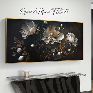 Foto 2 | Cuadro Flores Tonos Obscuros Dorado Elegante Canvas Sala