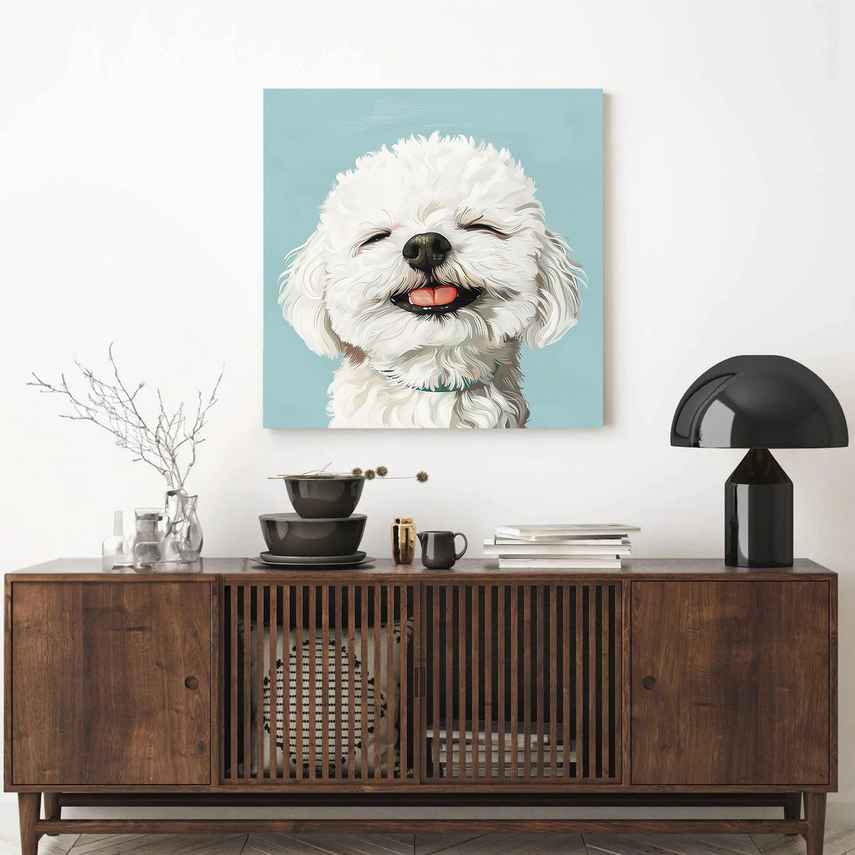 Foto 4 pulgar | Cuadro Perros Retratos Varias Razas Canvas Decorativo 55x55