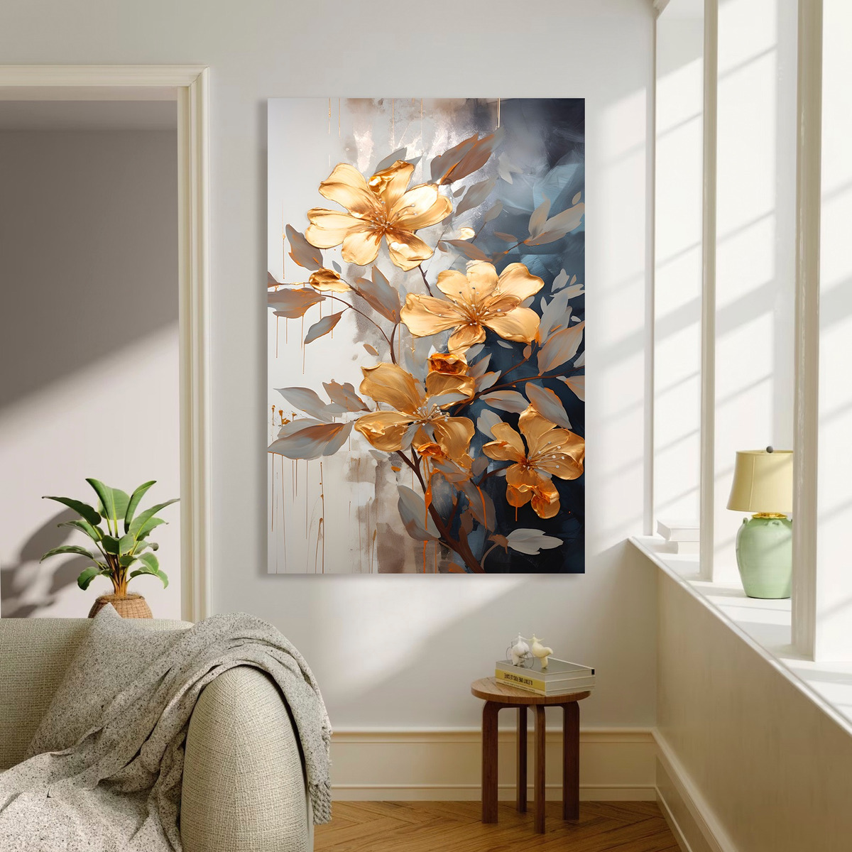 Foto 3 | Cuadros Flores Elegante Abstracto Moderno Canvas Grueso60x90