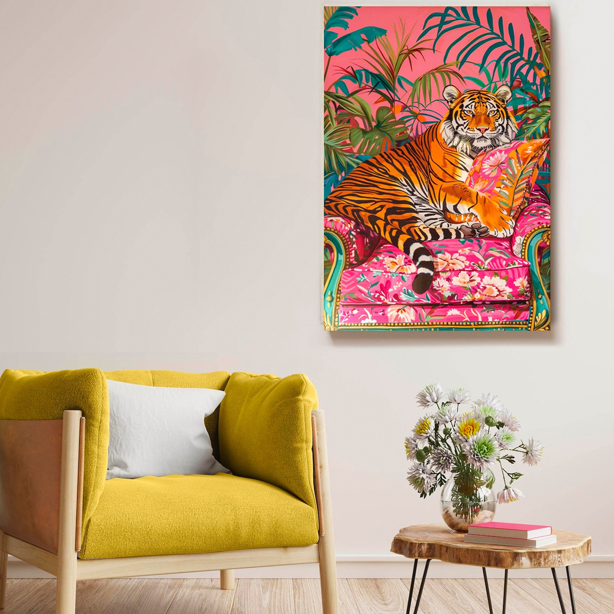 Cuadros Tigres Exótico Decoración Maximalista Canvas Grueso