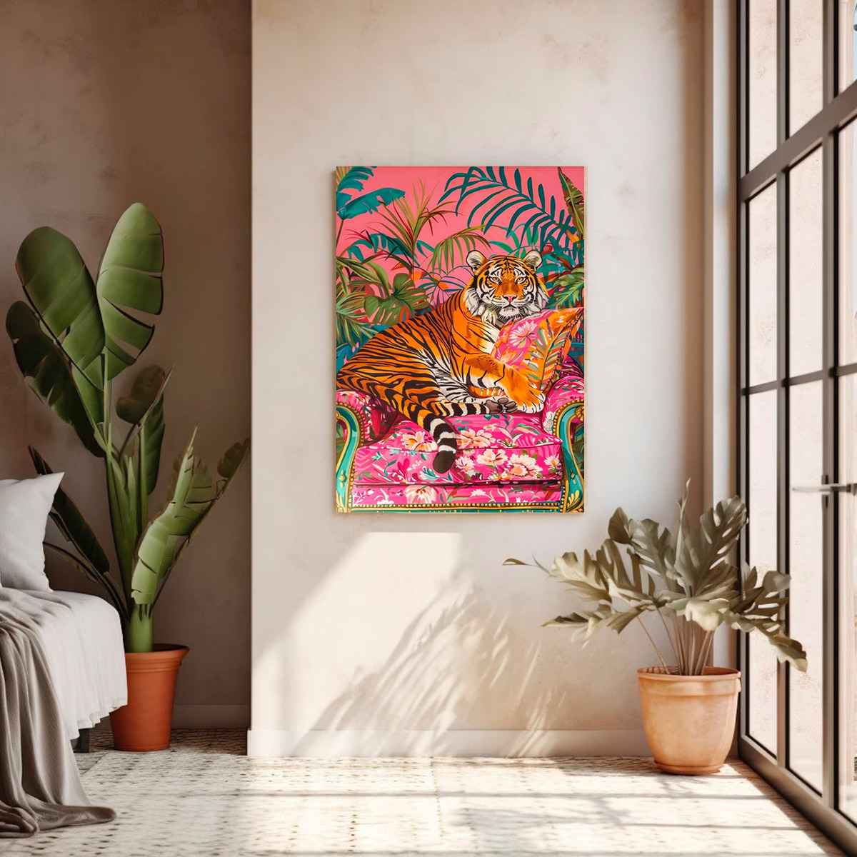 Foto 4 pulgar | Cuadros Tigres Exótico Decoración Maximalista Canvas Grueso