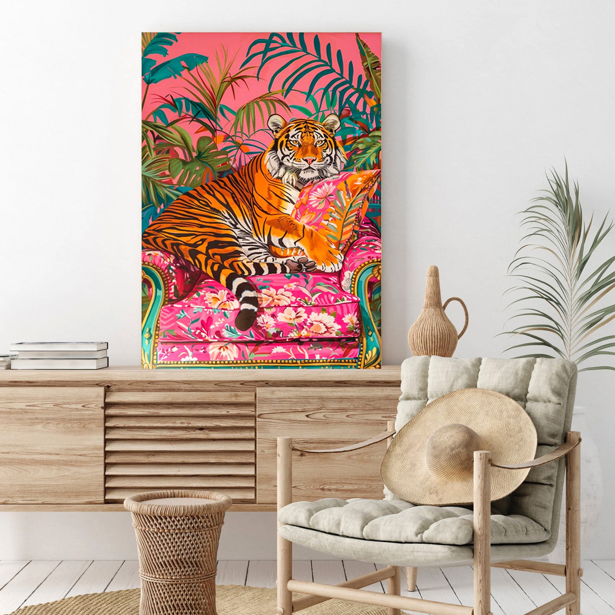 Foto 5 pulgar | Cuadros Tigres Exótico Decoración Maximalista Canvas Grueso