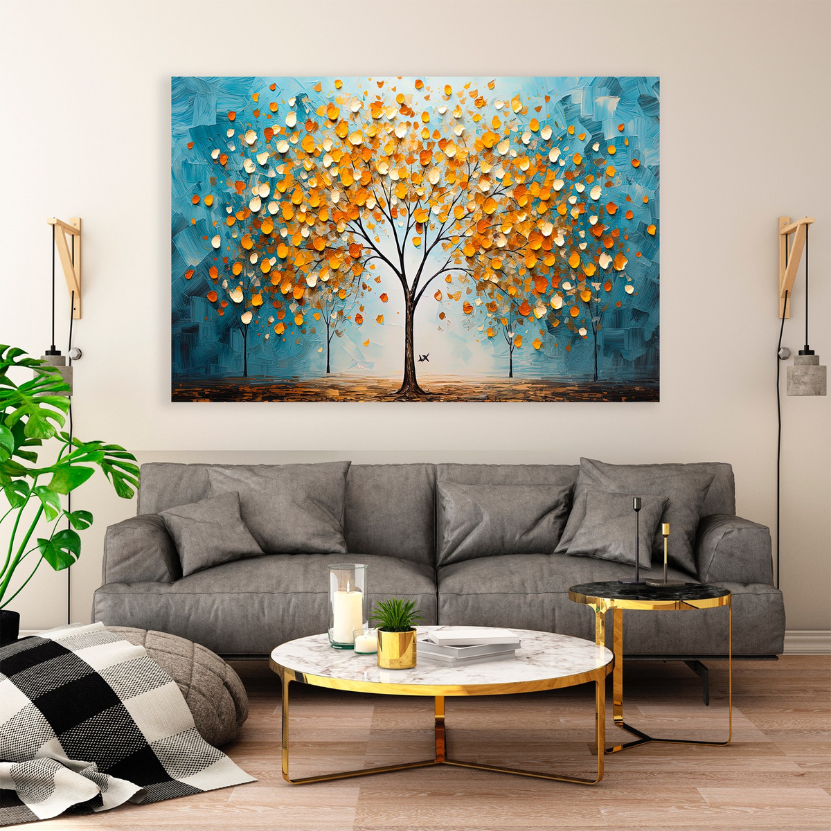 Foto 3 pulgar | Cuadro Arbol Flores Canvas Artistico Sala Elegante 60x90 Hd