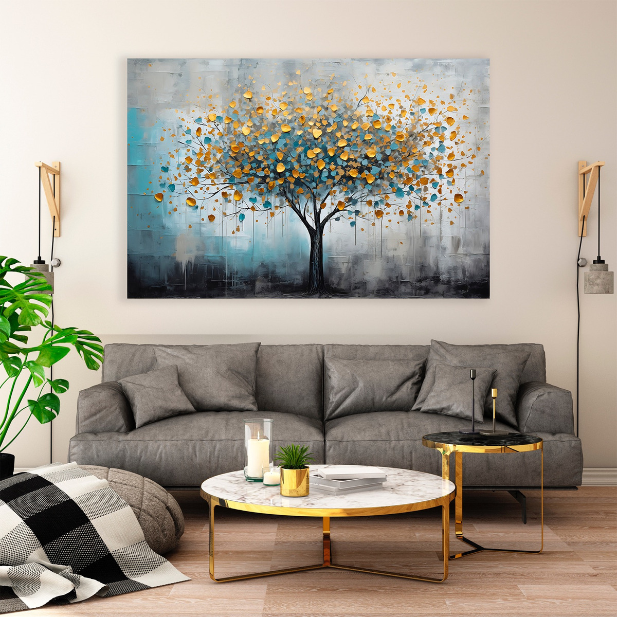 Foto 3 pulgar | Cuadro Arbol Flores Canvas Artistico Hd Sala Elegante 110x70
