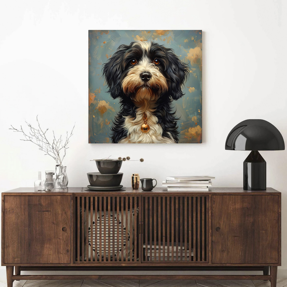 Foto 4 pulgar | Cuadro Perros Retratos Varias Razas Canvas Decorativo 55x55