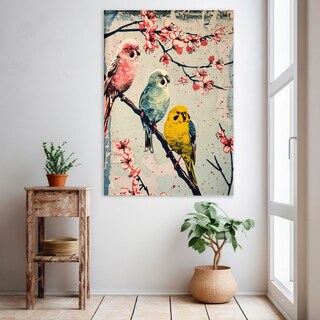 Foto 2 | Cuadro Pájaros Arte Oriental Cerezo Vintage Japones Canvas