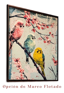 Foto 3 | Cuadro Pájaros Arte Oriental Cerezo Vintage Japones Canvas