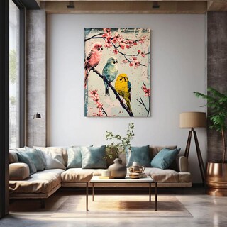 Foto 4 | Cuadro Pájaros Arte Oriental Cerezo Vintage Japones Canvas