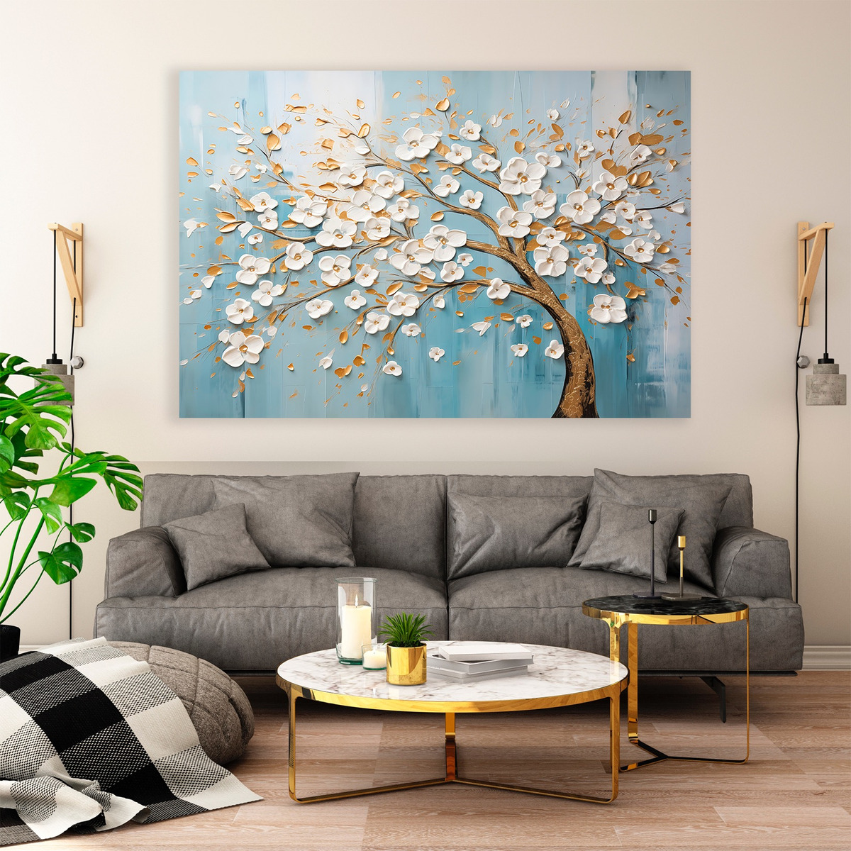 Foto 2 pulgar | Cuadro Arbol Flores Canvas Artistico Sala Elegante 60x90 Hd