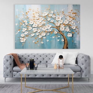 Foto 2 | Cuadro Arbol Flores Canvas Artistico Sala Elegante 60x90 Hd