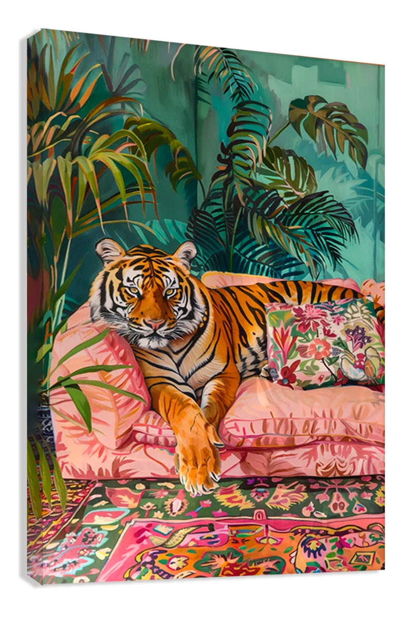 Cuadros Tigres Exótico Decoración Maximalista Canvas Grueso