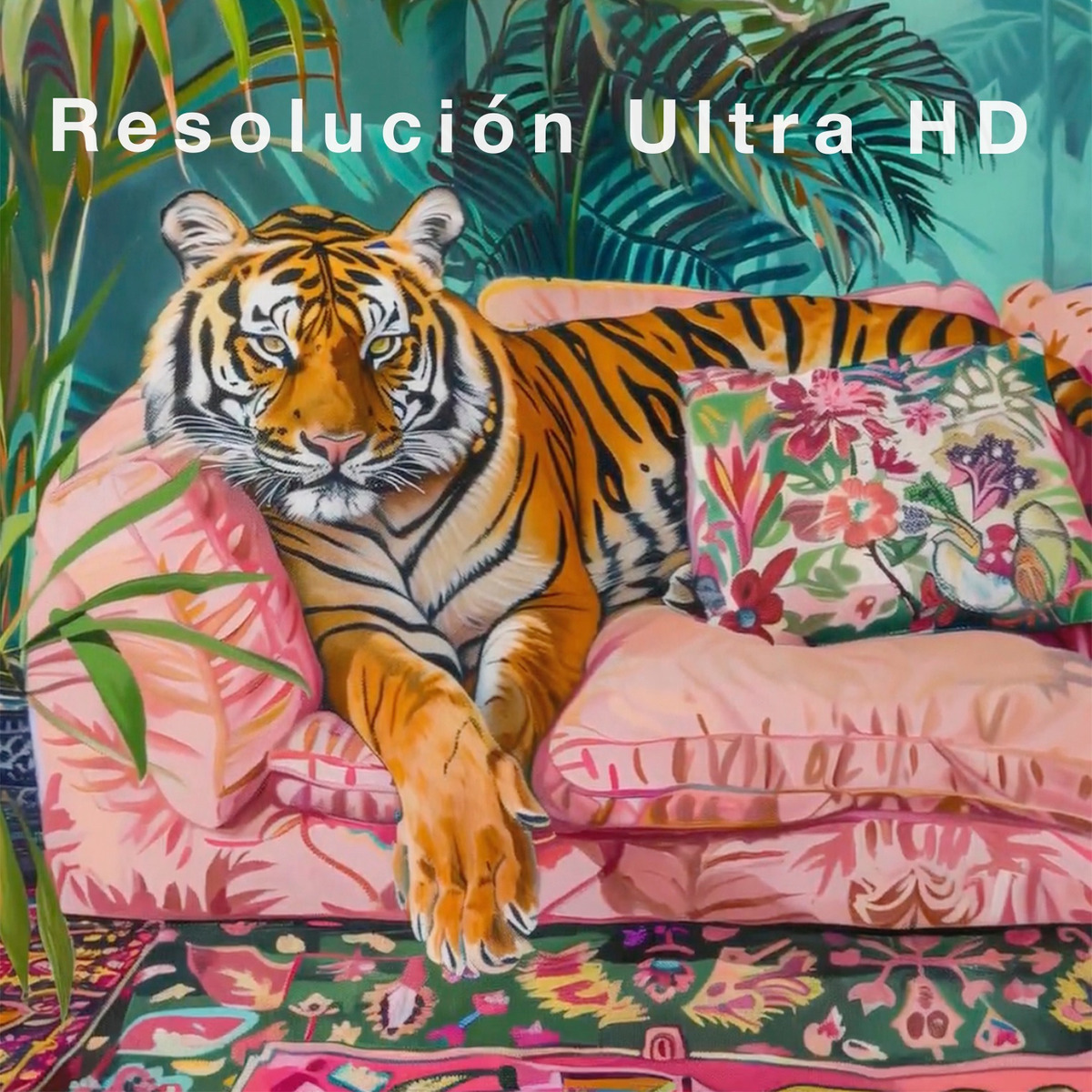 Foto 5 pulgar | Cuadros Tigres Exótico Decoración Maximalista Canvas Grueso