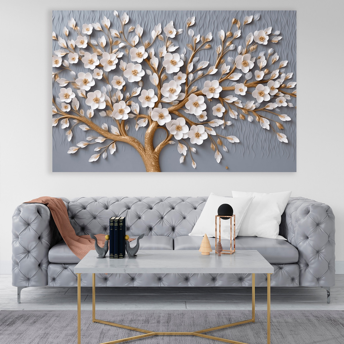 Foto 4 | Cuadro Arbol Flores Canvas Artistico Hd Sala Elegante 110x70