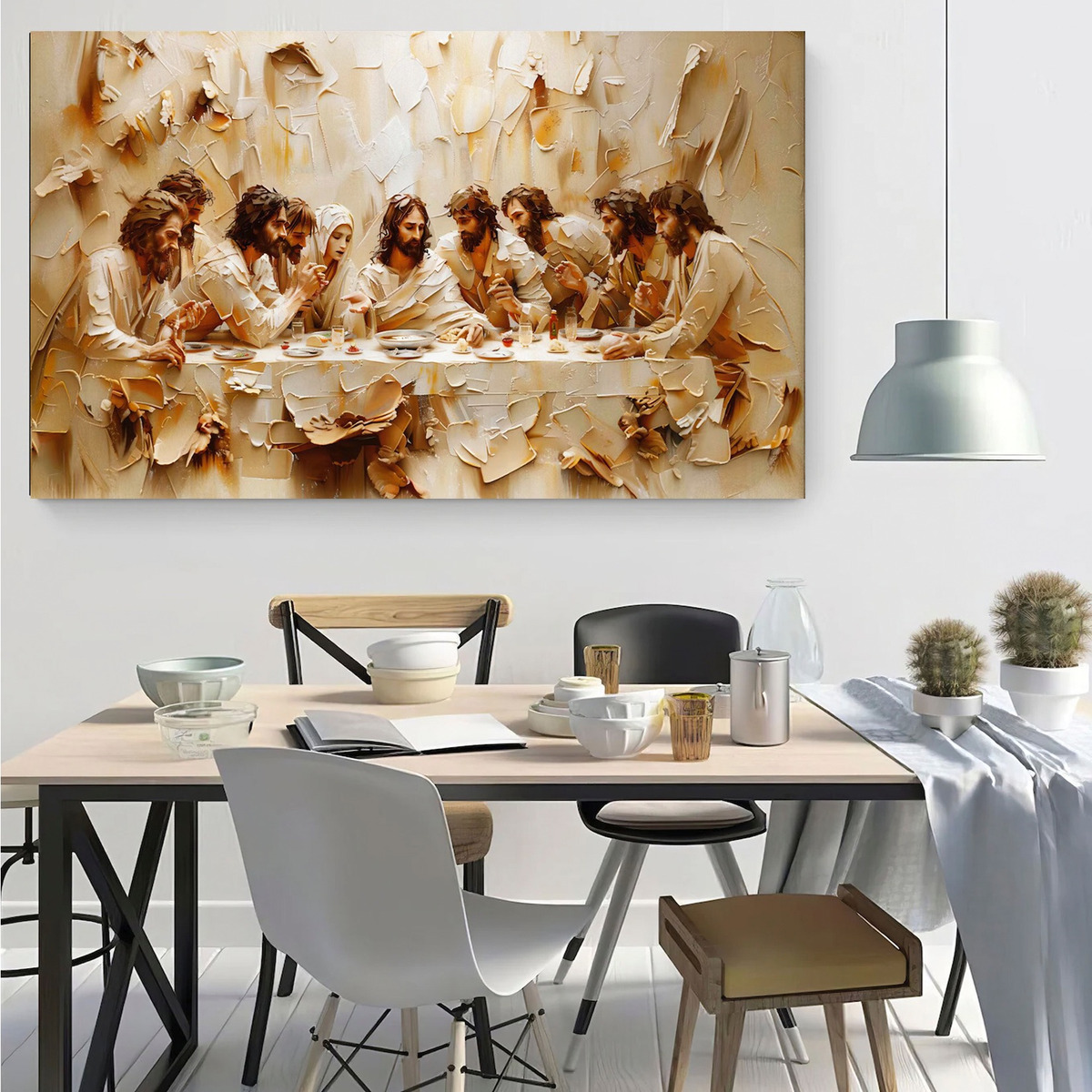 Foto 5 pulgar | Cuadros Última Cena Lienzo Canvas Estilo Oleo Arte Religioso