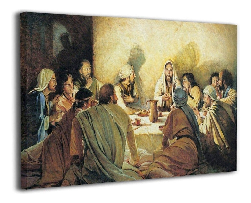 Foto 2 pulgar | Cuadros Última Cena Lienzo Canvas Estilo Oleo Arte Religioso Color Ultima Cena Cueva Armazón Bastidor Madera