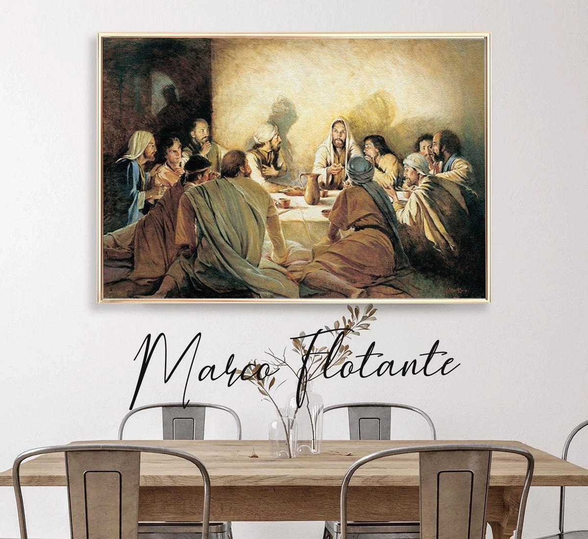 Foto 3 pulgar | Cuadros Última Cena Lienzo Canvas Estilo Oleo Arte Religioso Color Ultima Cena Cueva Armazón Bastidor Madera