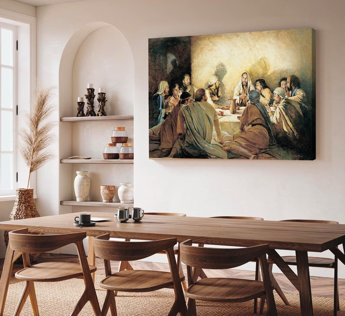 Foto 4 pulgar | Cuadros Última Cena Lienzo Canvas Estilo Oleo Arte Religioso Color Ultima Cena Cueva Armazón Bastidor Madera